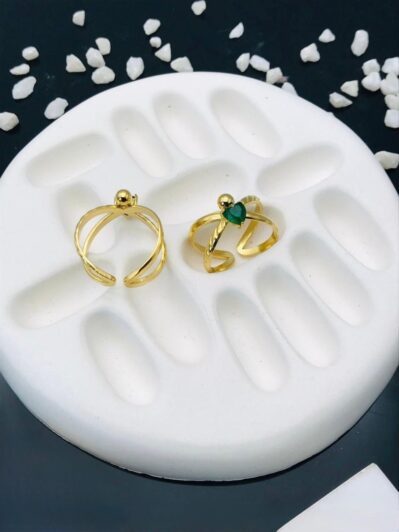 Golden Heart Orbit Rings