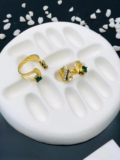 Emerald Wave Adjustable Rings