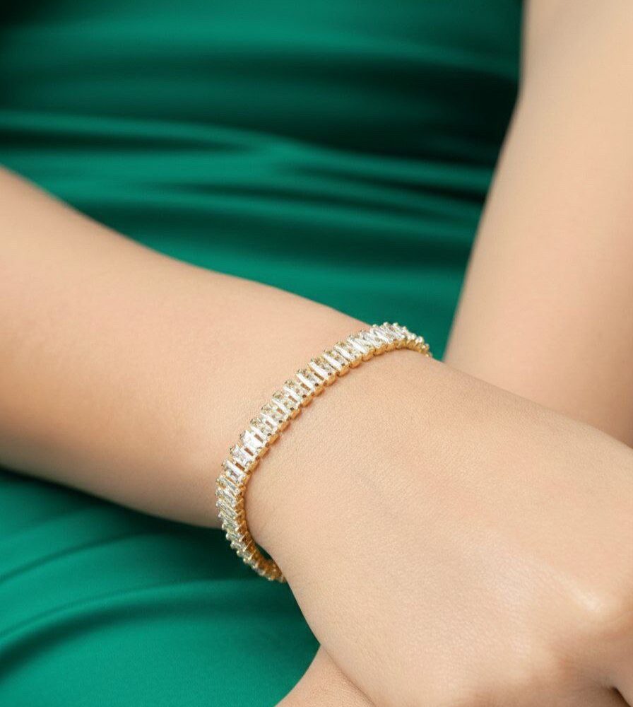 Gold-Tone Baguette Tennis Bracelet